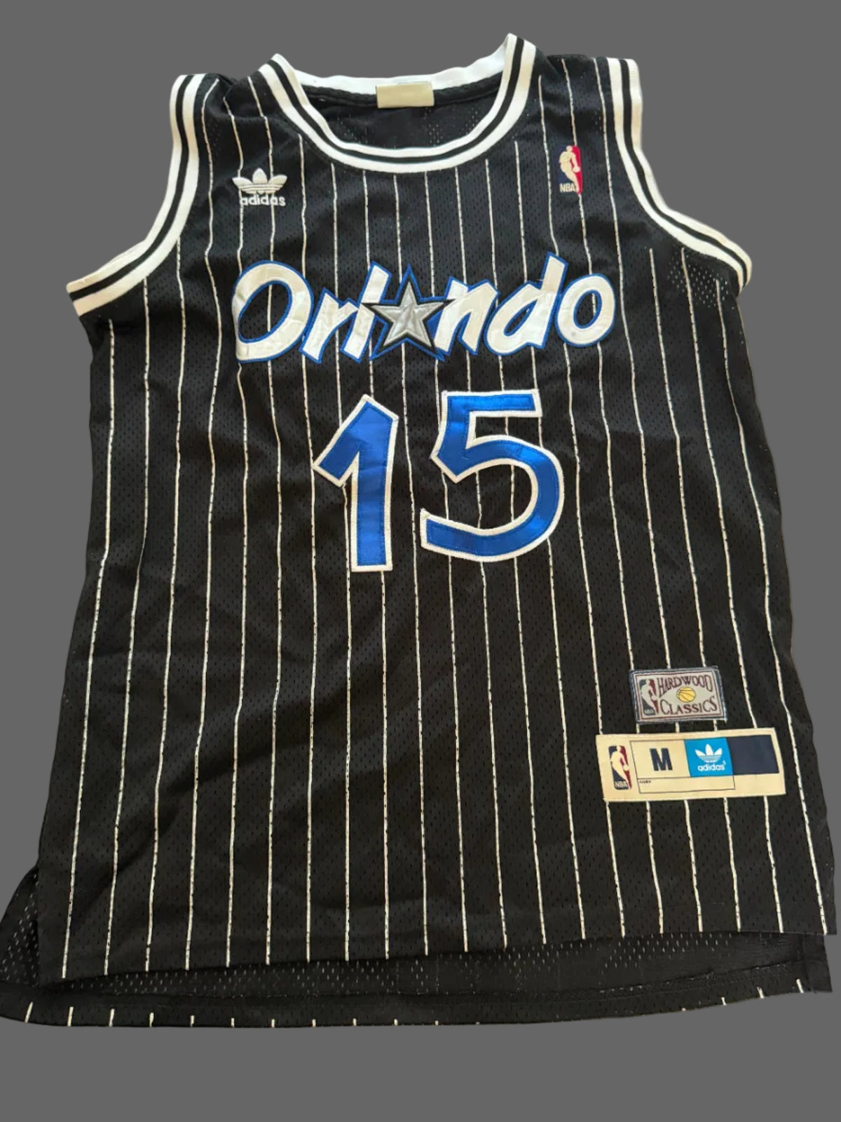 Adidas Orlando Magic Vince Carter #15 NBA Jersey | Black Pinstripe Soul Swingman Men's Medium