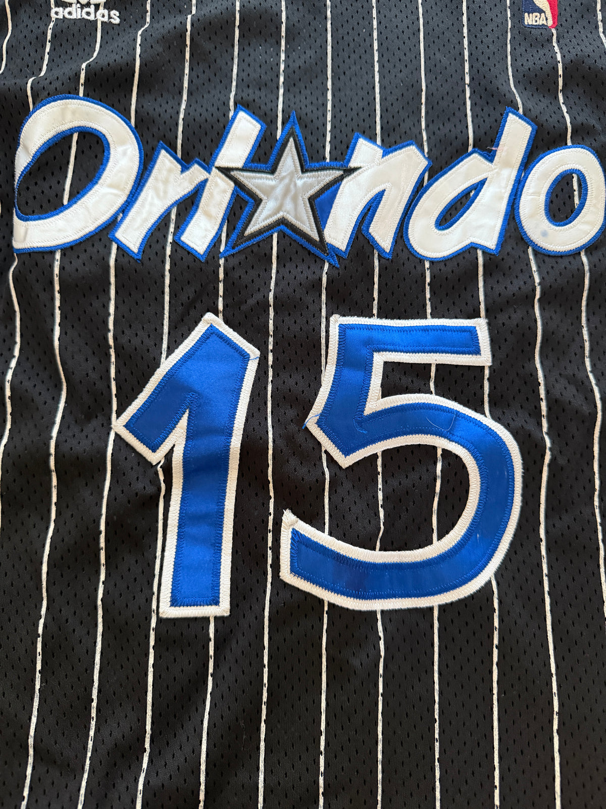 Adidas Orlando Magic Vince Carter #15 NBA Jersey | Black Pinstripe Soul Swingman Men's Medium