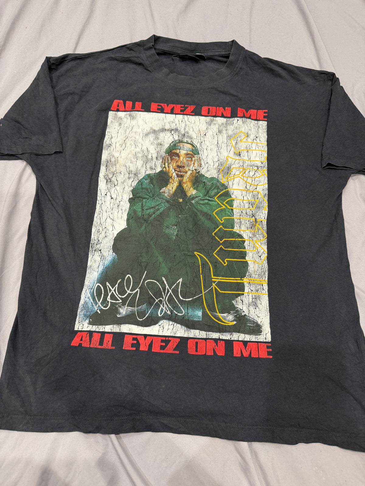 Vintage 2Pac "All Eyez On Me" Graphic T-Shirt | Tupac Shakur Rap Tee Black SMALL