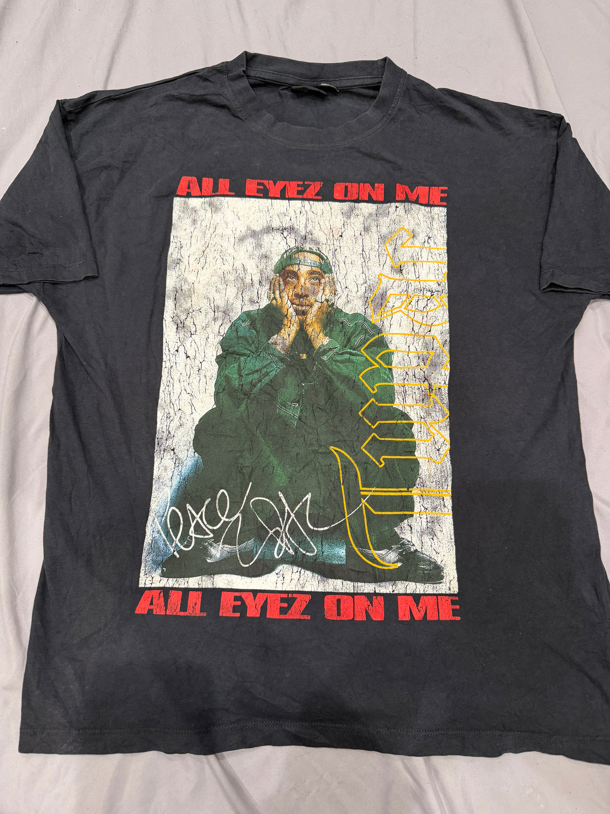 Vintage 2Pac "All Eyez On Me" Graphic T-Shirt | Tupac Shakur Rap Tee Black SMALL